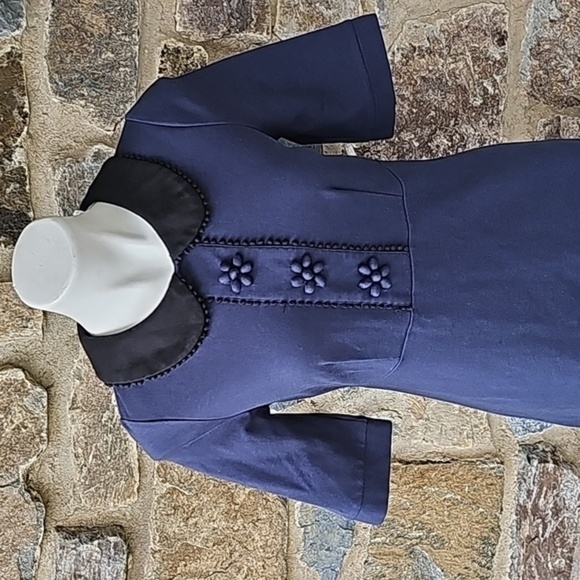 Boden Colette Peter Pan Collar Mod Dress in Navy Blue Size 6L - Picture 2 of 10